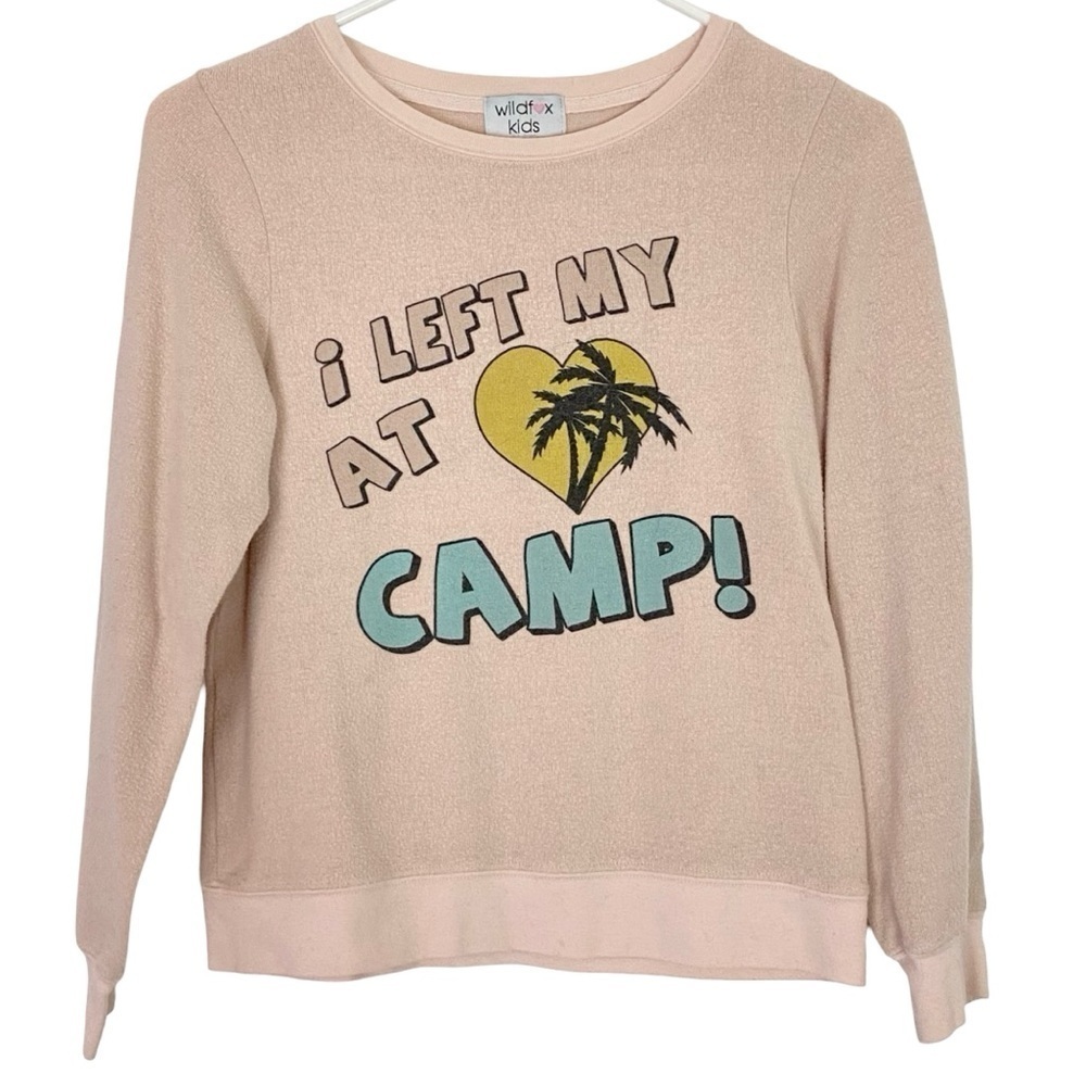 WILDFOX Kids Fuzzy Sweatshirt Girls Size 12 Pullover I Left Mt Heart At Camp Top